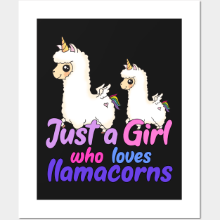 Just A Girl Who Loves llamacorns Gift print Posters and Art